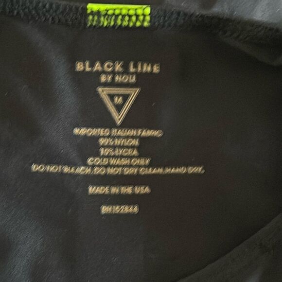 Black Line by Noli Women’s Black Tank Top with Neon Yellow Stripe on Back - Picture 5 of 5